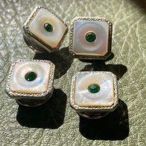 Vintage Baer & Wilde Kum-a-Part USA marked silver tone snap cufflinks Art Deco